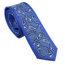 Галстуки coahella синий с серебристым серым Пейсли Окаймленный дизайн шейный платок из микрофибры обтягивающий галстук 6 см