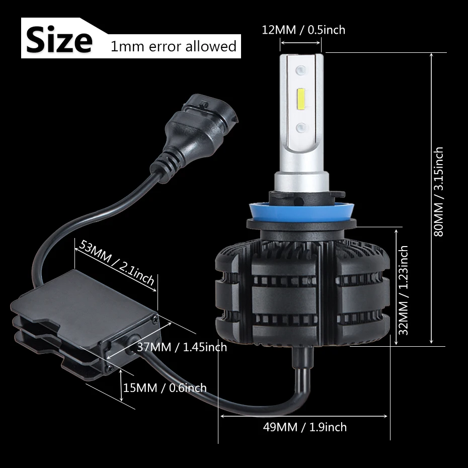 Super Bright Car LED Headlight Fog Lights H11 H8 9005 9006 18W each Bulb (9)