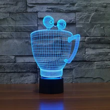 Чашка Краб USB Led Настольная лампа 7 цветов Изменение 3D Ночник Новинка подарки для детей Животное ночник для ребенка
