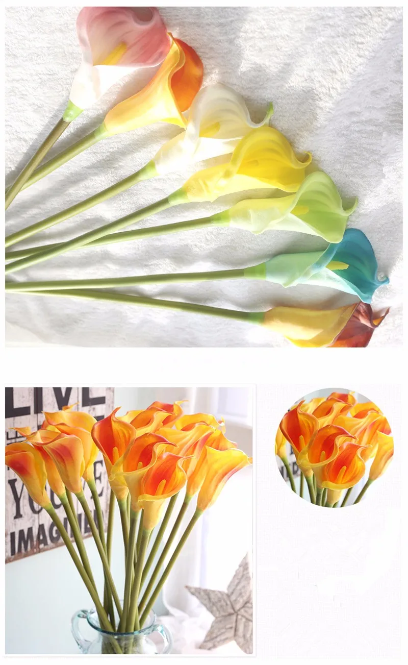 Artificial calla lily flower simulation real touch flowers hand bouquet flores wedding decoration fake flowers party supplies (9)