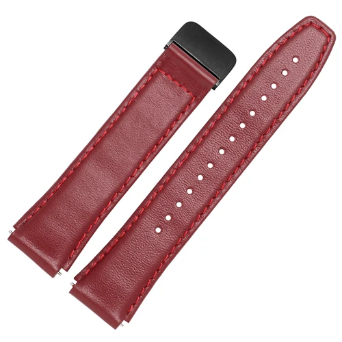 Soft calf leather strap striped watch band for HUAWEI B5 smart Bracelet replacement wrist strap - Цвет ремешка: Red A