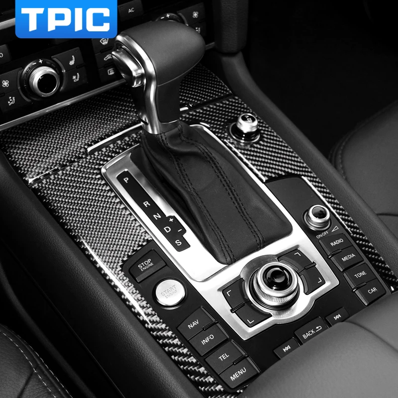 Автомобильная панель переключения передач для украшения интерьера из углеродного волокна защитные наклейки для автомобиля Стайлинг для Audi Q7 4l 2008- Аксессуары