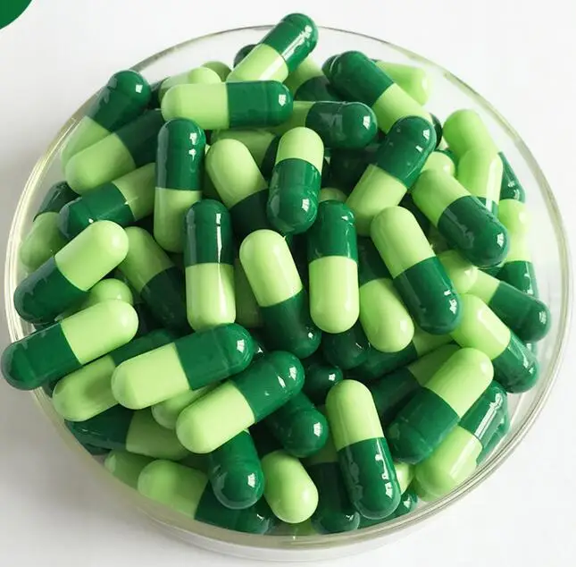 

(10,000pcs/lot) Size 0 Dark Green/Light Green Color Hard Gelatin Capsule, 0# Empty Capsule---Joined and Separated Available