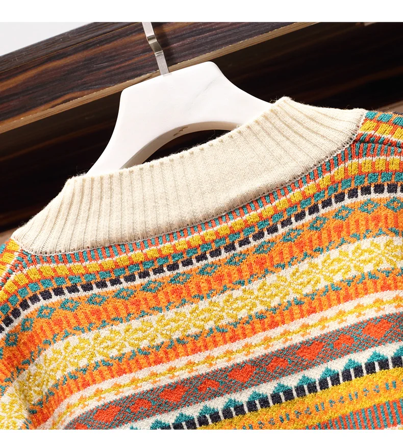 Осень зима Национальный стиль полосатый вязаный джемпер юбка костюмы женский пуловер свитер Топы+ посылка хип юбки комплект из 2 предметов