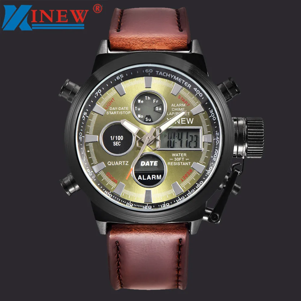 

XINEW Luxury Man Watches Mens Quartz Sport Military Army LED Watches Analog Stainless Steel Wrist Watch outdoor clock relуgio