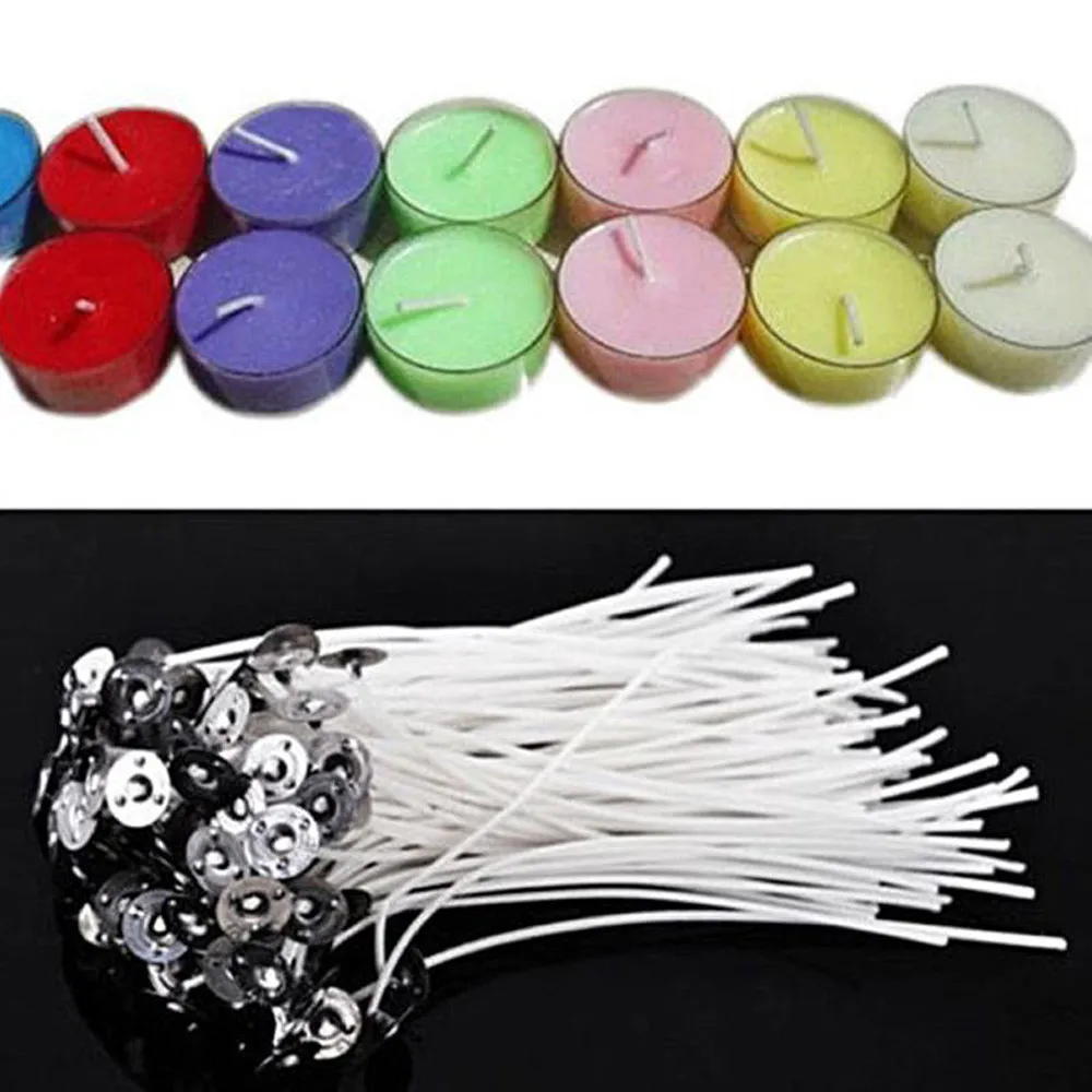 

Pack 100 Pre Waxed Candle Wicks for Candle Making With Sustainers 12cm Long candle wicks bougie parfum