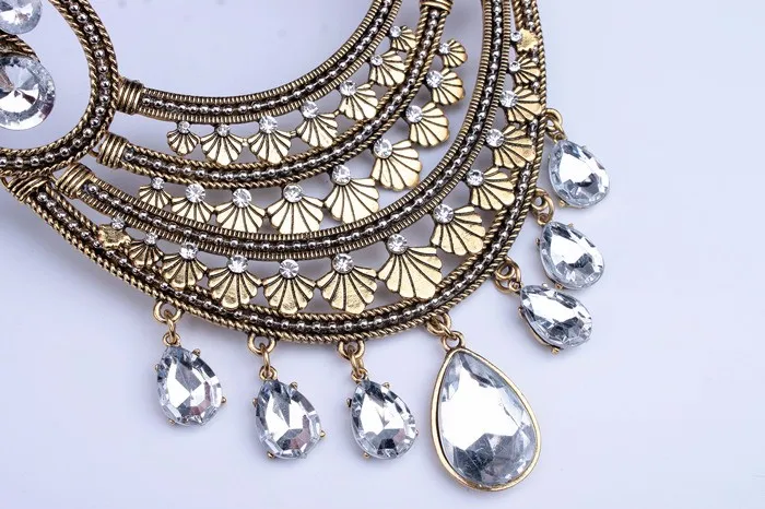 Богемное цветное ожерелье-ошейник из смолы с кристаллами, женское массивное ожерелье s& Кулоны, винтажное длинное массивное ожерелье, ювелирное изделие