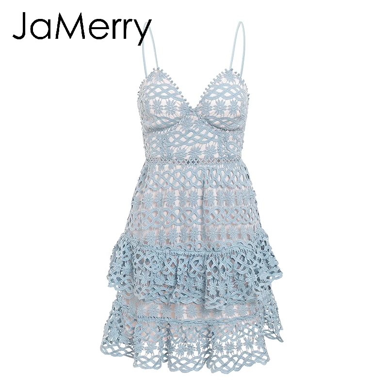 JaMerry, винтажное, сексуальное, однотонное, с вырезом, женское платье, на тонких бретелях, с вышивкой, гофрированное, летнее платье, вечерние, мини платья, vestidos