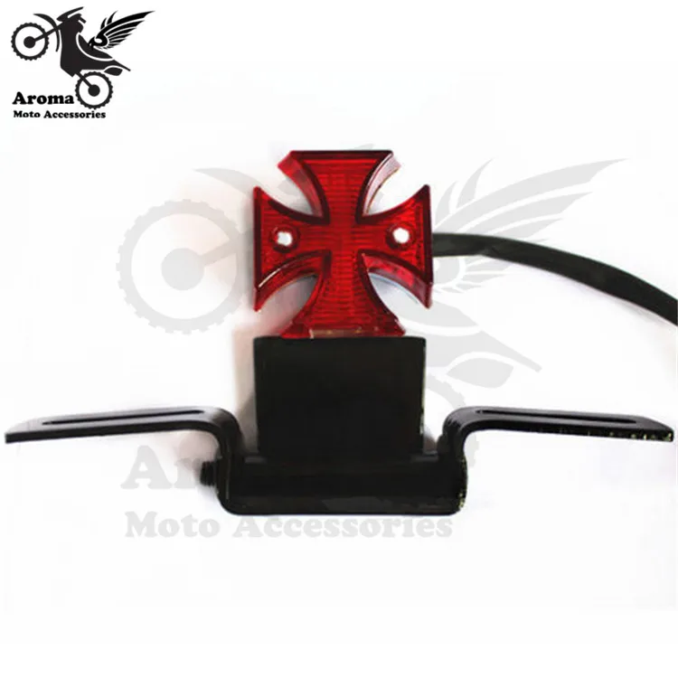 

cross decal motorbike tail light for Harley Davidson motorcycle rear brake light indicator bracket license plate personality red