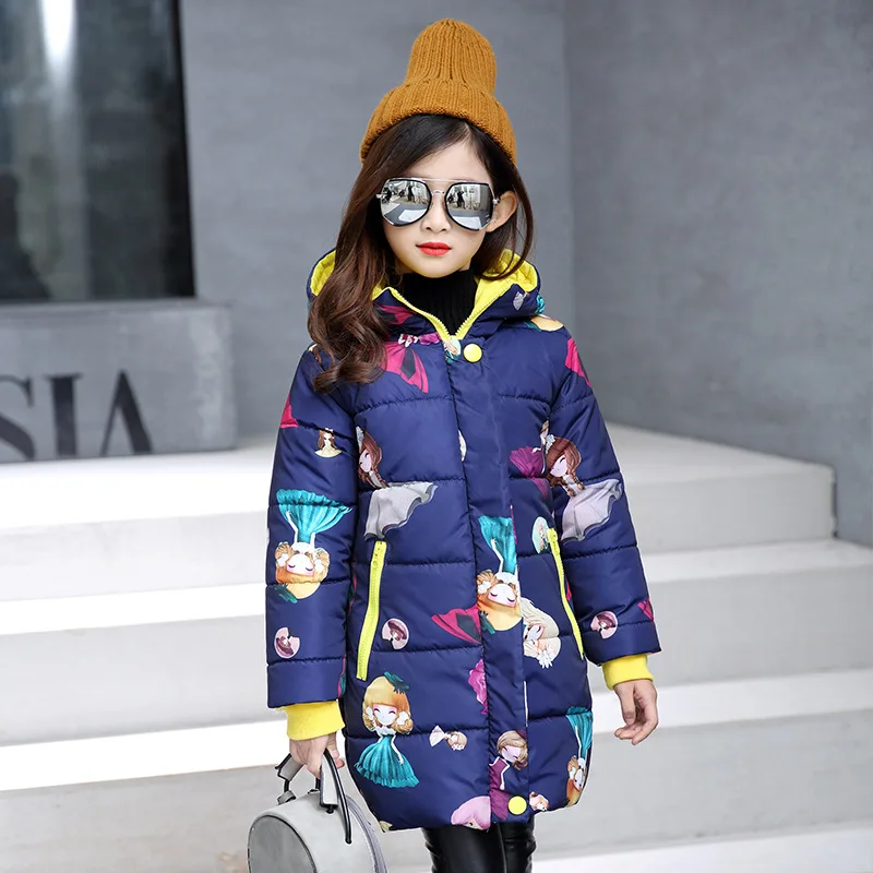 2018 New Winter Children Jacket Warm Girls Clothes Coat Cotton-padded Kids Hoodies Outerwear For Girl Clothing 4 6 8 10 12 Years