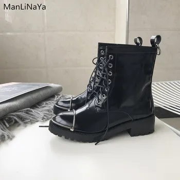 

2019 latest Martin boots women's booties leather platform locomotive boots patent leather belts tooling boots fashion ankleboots