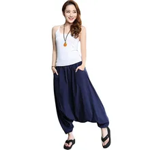 Хлопковые льняные однотонные штаны размера плюс M-6XL, женские штаны-шаровары с эластичной резинкой на талии, повседневные штаны-фонарики, новинка, женские белые штаны