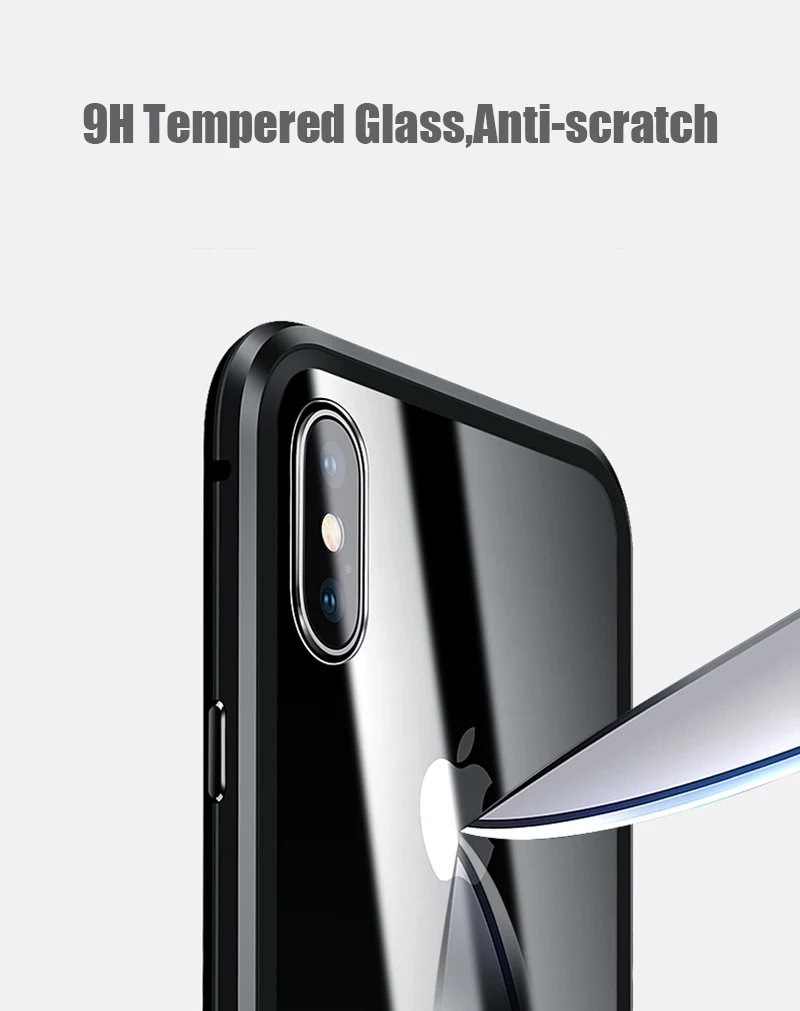 Luxury Double glass Metal Magnetic Case for iPhone XS MAX iPhone X XR 7 8 Plus 8plus Phone Case Magnet Cover 360 Full Protection (9)