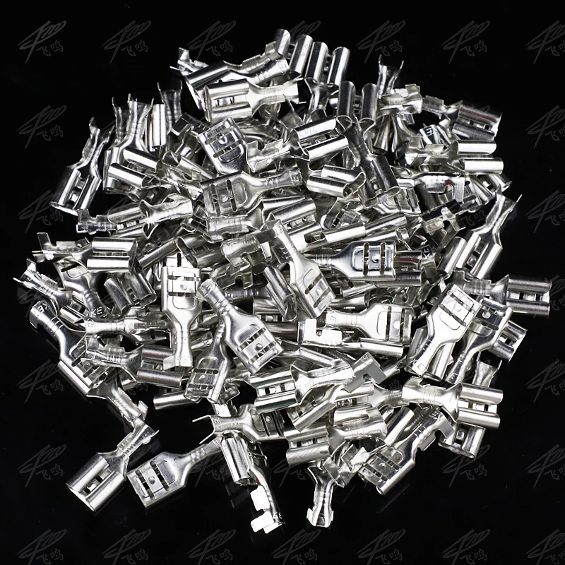 100PCS 6.3mm 6.3 Crimp Terminal Male Female Spade Connector Crimping terminals Cold press terminal