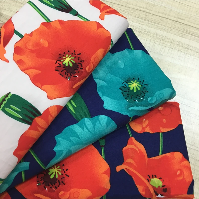 100 см * 147 Блестящий цветочный принт хлопок поплин ткани|cotton poplin fabric|poplin fabriccotton |