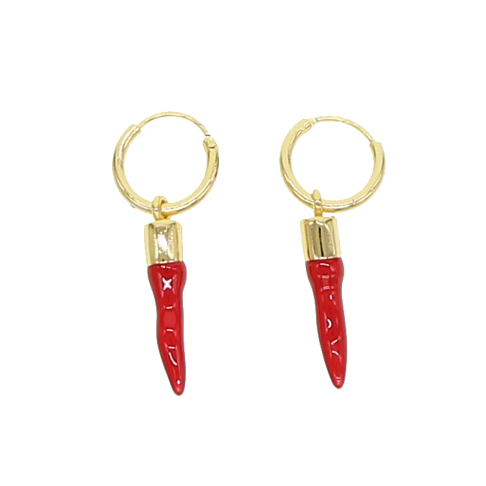 

2019 New arrived wholesale Gold Color Small red chilli Pepper Drop Earrings Hook top Quality nice Jewelry Accessories HOT summer