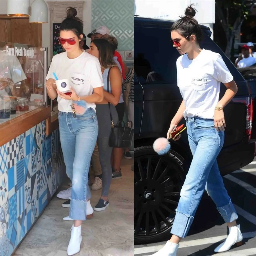 Fashion Kendall Jenner Gaya Manset Tinggi Pinggang Wanita Jeans Vintage Slim Celana Kasual Streetwear Celana V21 Fashion Women Jeans Women Fashion Jeanswomen Jeans Aliexpress