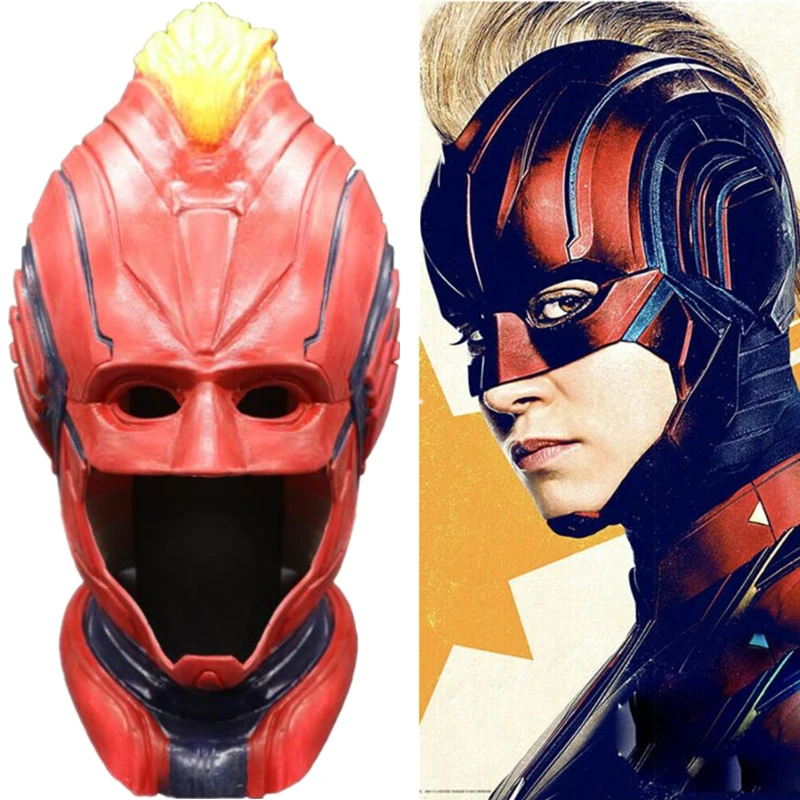 

Captain Marvel Carol Danvers Full Head Mask Halloween Fancy Dress Cosplay Costume Props Latex Masks Helmet