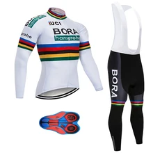 

Broa Men Winter Cycling Clothing Thermal Fleece Long Sleeve For Winter 9D Gel Padded Bib Pants Set Hot Selling MTB Clothes