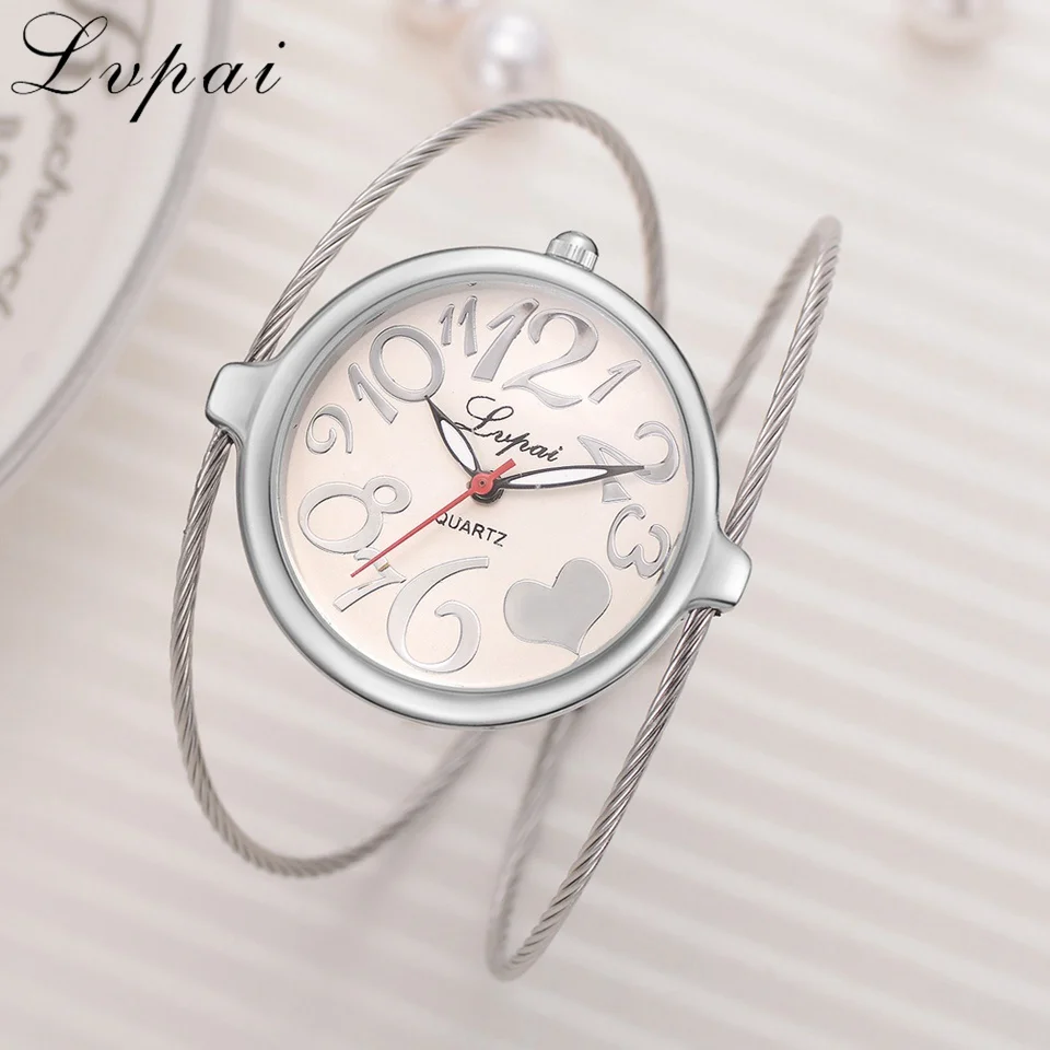 Lvpai-Reloj de pulsera para mujer, de aleación, correa de lujo, de vestir, de cuarzo, creativo, con corazón