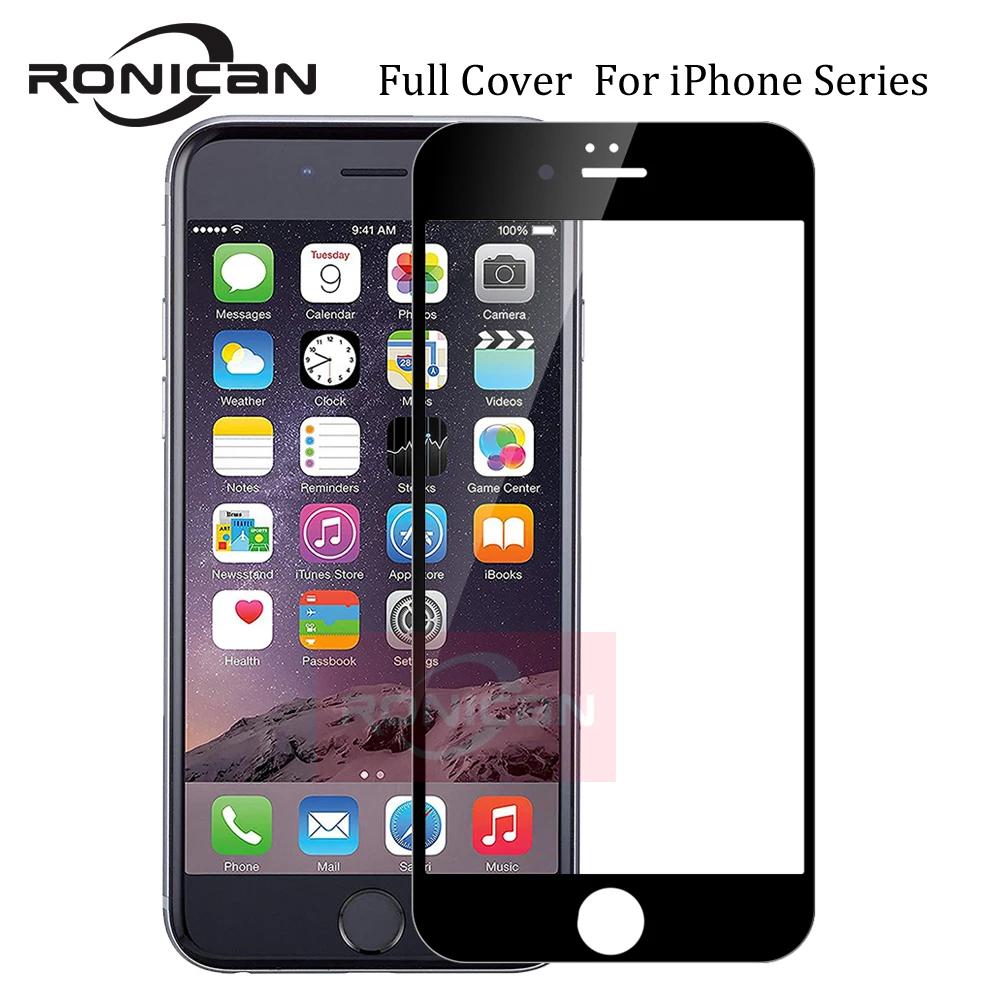 Ապակի iPhone 7-ի համար Full Cover Tempered Glass For iPhone 6 6s 7 8 Plus 5 5s 5C 5C SE Էկրանի պաշտպանիչ կինոնկարը iPhone X XS XR XS MAX- ի համար