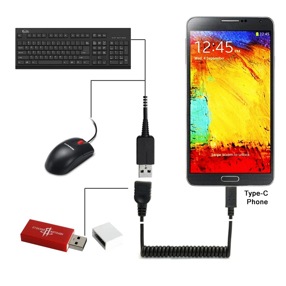 Jimier USB C 3 1 Type к 2 0 A Женский OTG растягивающийся кабель для передачи данных планшета