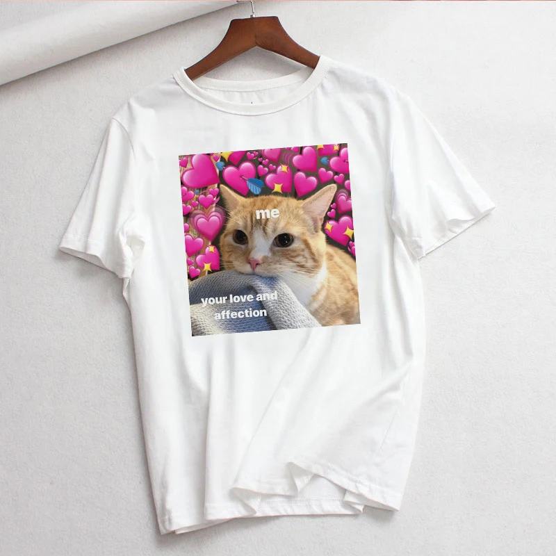Милый корейский ulzzang cat love heart dog print, новые летние топы с короткими рукавами, футболки, повседневные свободные, большие размеры, парная футболка