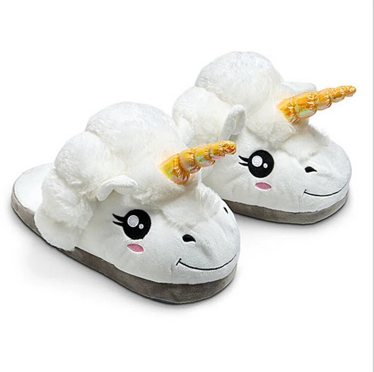 

Pantoufle Licorne Plush Chausson Licorne Unicorn Slippers Female Home Winter Warm Indoor Funny Adult Slippers