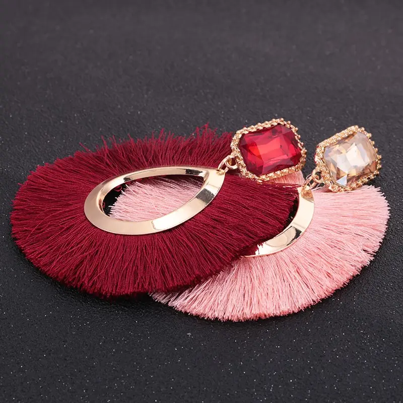 Sehuroan Tassel Earrings Oorbellen Zinc Alloy Big Drop Earrings Statement Earrings For Women Wedding Pendientes Whoelsale Gifts - Image 4