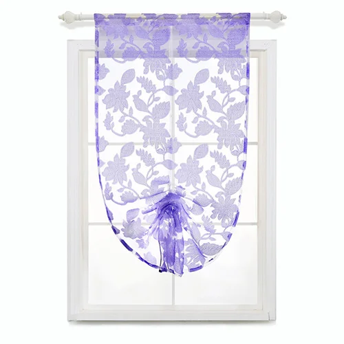 NAPEARL, короткая кухонная занавеска, жаккардовая, завязывается, балдахин, панель, современный цветочный дизайн, белый, фиолетовый, коричневый, кремовый, двери, римские шторы - Цвет: Purple