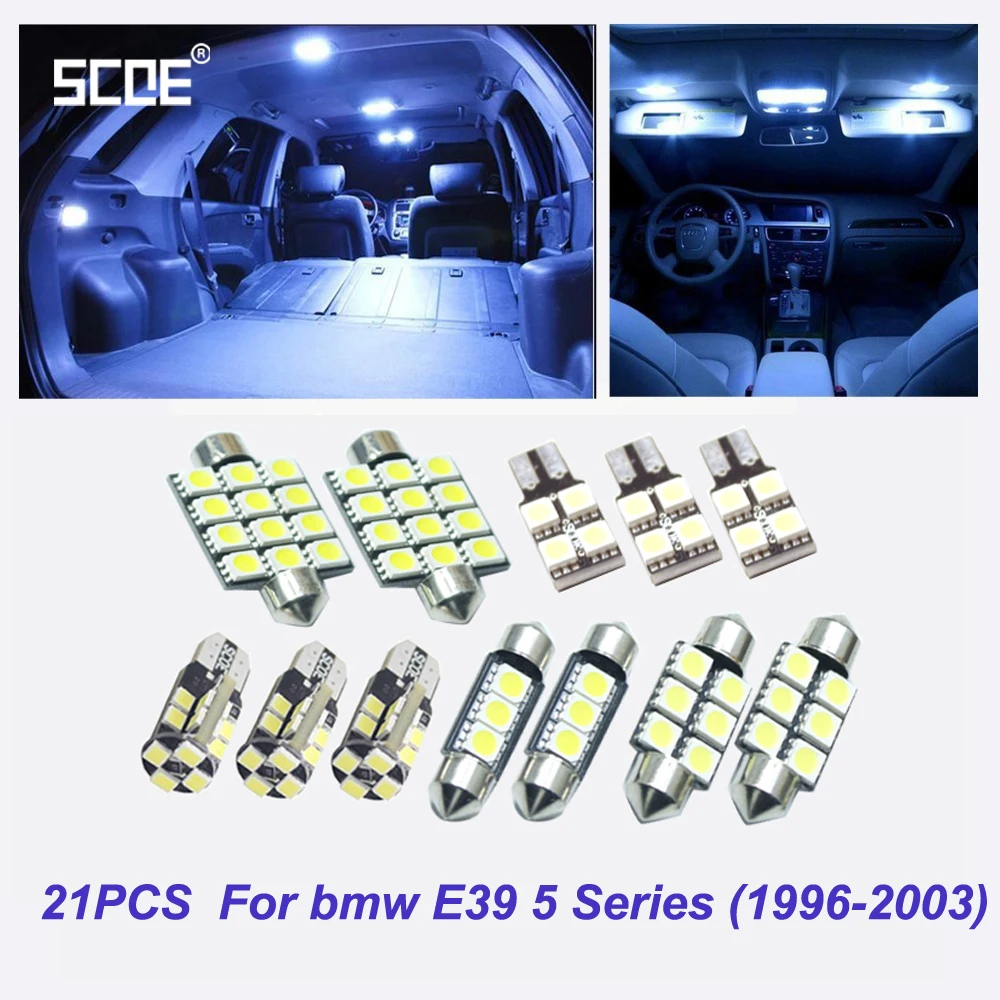 SCOE 21 pcs x LED Interior Package Dome Light Reading Light Kit For bmw E39 5 Series 525i 528i 530i 540i M5 Sedan(1996-2003) источник света для авто eco fri led 18 x bmw e39 5 525i 528i 530i 540i m5 1996 2003 canbus