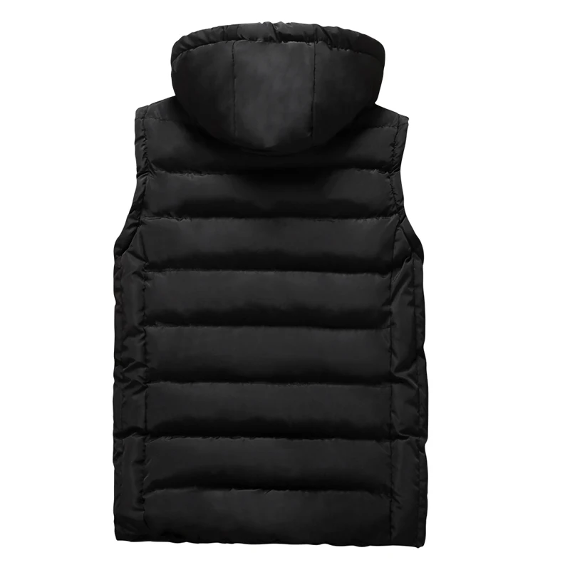 Warm Sleeveless Jacket Men Thickening Cotton Down Vest Hat Hooded Vest Winter Waistcoat for Male Casual Tank Windbreaker