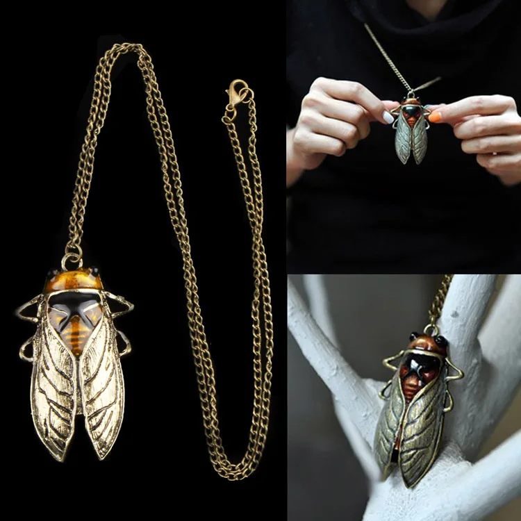 

Necklace Excellent Metal Insect Cicada Pendant Design Goods Stylish Charm New Funny