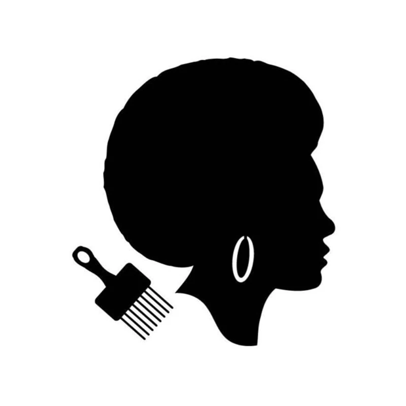 

Woman With African Hairstyle And Comb Art Design Car Sticker Vinyl Car Packaging Accessories Product Ethnic