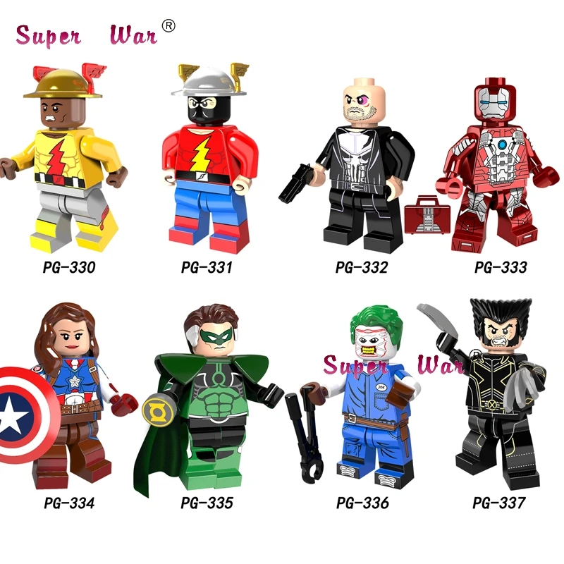 

1PCS Super Hero Reverse Flash Captain America Punisher Iron Man Mendez Parallax Joe Wolverine building blocks toy for children