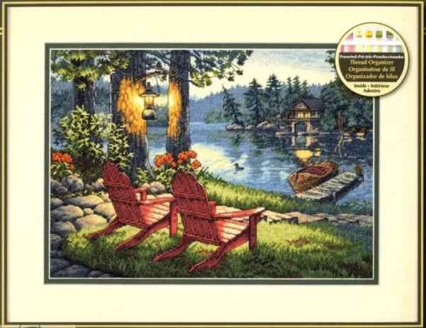 cs-2167 Cross Stitch Kit Twilight's Calm Moring Lake Chair House Villar dim 35261