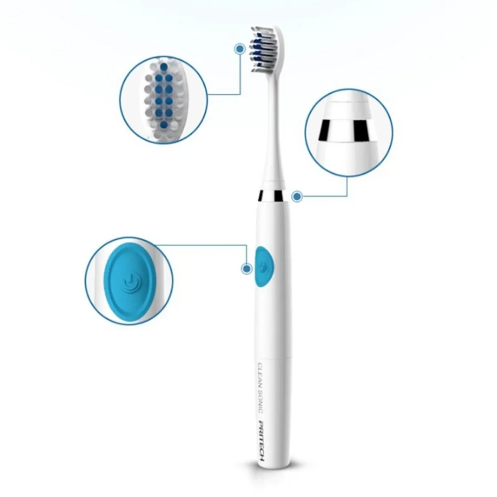 Электрическая зубная щетка с сменными головками на батарейках, водонепроницаемая, IPX5, ультразвуковая гигиеническая зубная щетка, товары для здоровья