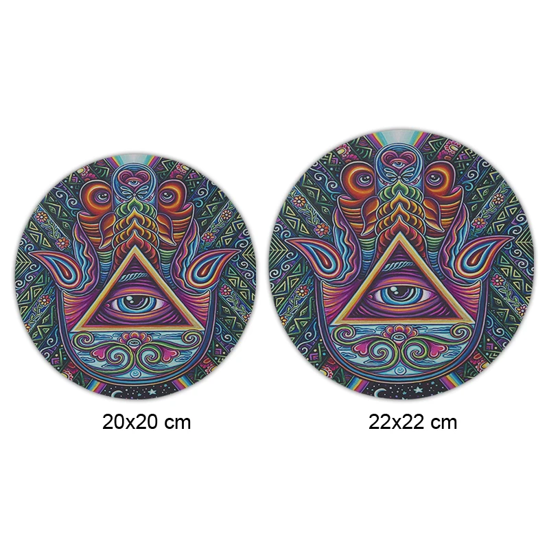 hamsa hand round mouse pad rubber mouse mat desk mat for office work Anti-slip Round PC Laptop Mat Small Size  (2)