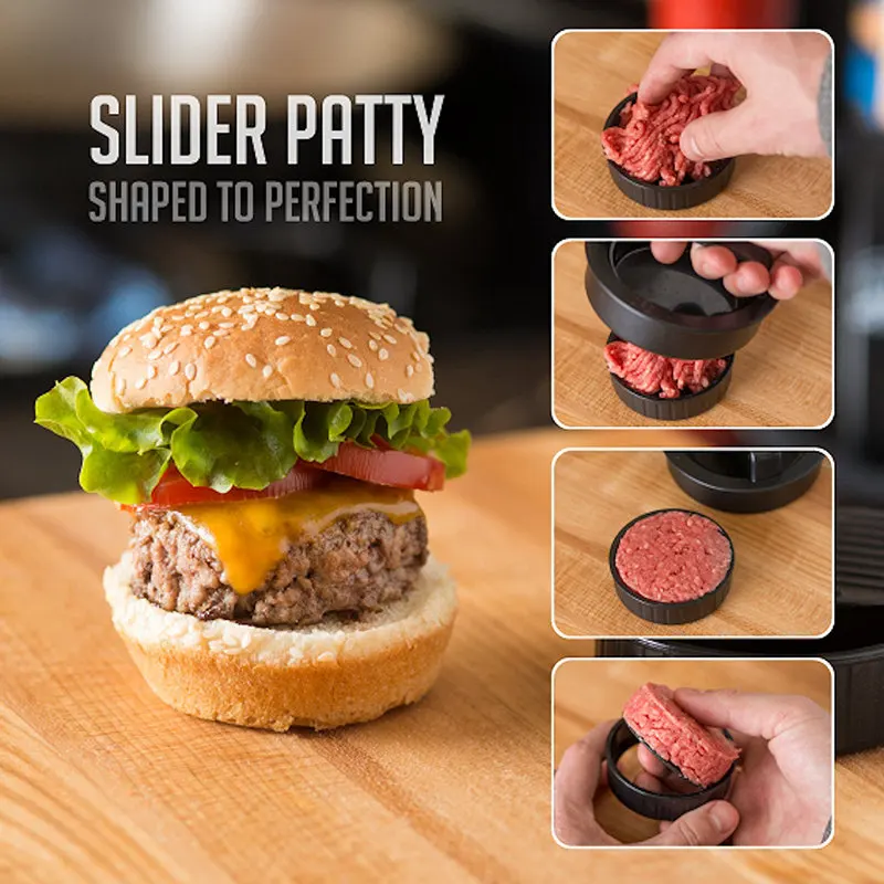 3 в 1 фаршированный пресс для мяса Пэтти Гамбургер производитель плесень слайдеры антипригарное пластиковое мясо пирог плесень кухня инструмент для приготовления пищи черный