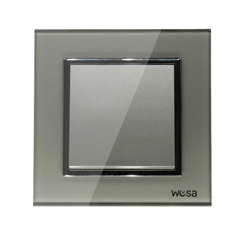2019 New design EU Standard Wall Switch Luxury Grey Crystal Tempered glass, 1 Gang 1 Way Switch FB-01 1
