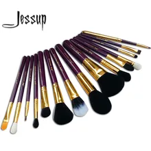 Jessup Pro 15pcs Makeup Brushes Set Powder Foundation Eyeshadow Concealer Eyeliner Lip Brush Tool Purple/Gold
