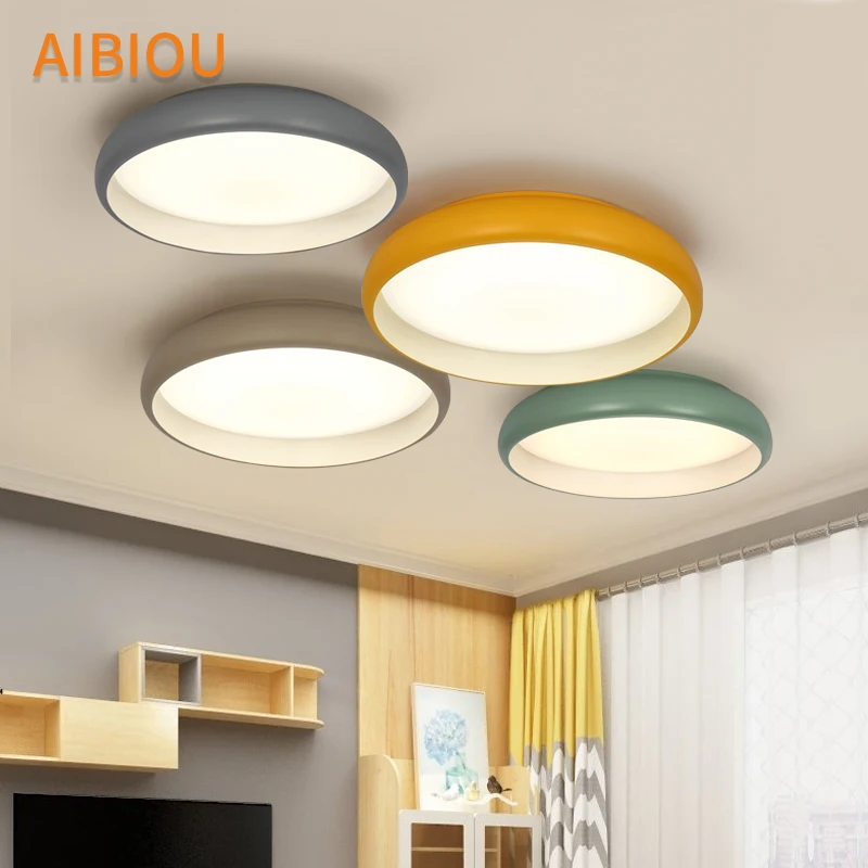 

AIBIOU Modern LED Ceiling Lights Round Ceiling Lamp For Bedroom Designer Kithen Lighting Fixtures Colorful Metal Dining Light