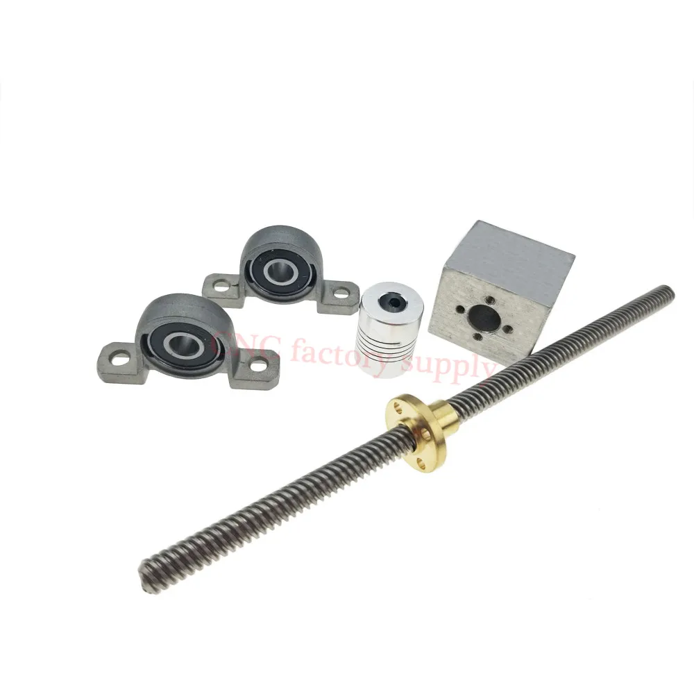 Shaft Coupling+nut housing Dia 8MM Pitch 2mm Lead 2mm Length 100mm 3D Printer T8-100 Stainless Steel Lead Screw Set KP08