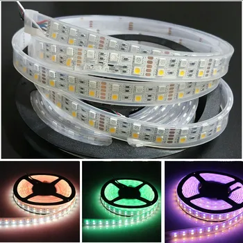 

5M Double Row 5050SMD Flexible LED Strip light 120LED/M 12V lamp IP67 tube waterproof Home Bar Lorry Decor-RGBWW(RGB+WARM White)