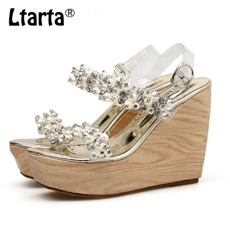 LTARTA/2019 г. босоножки со стразами украшенные бисером Летняя женская обувь на