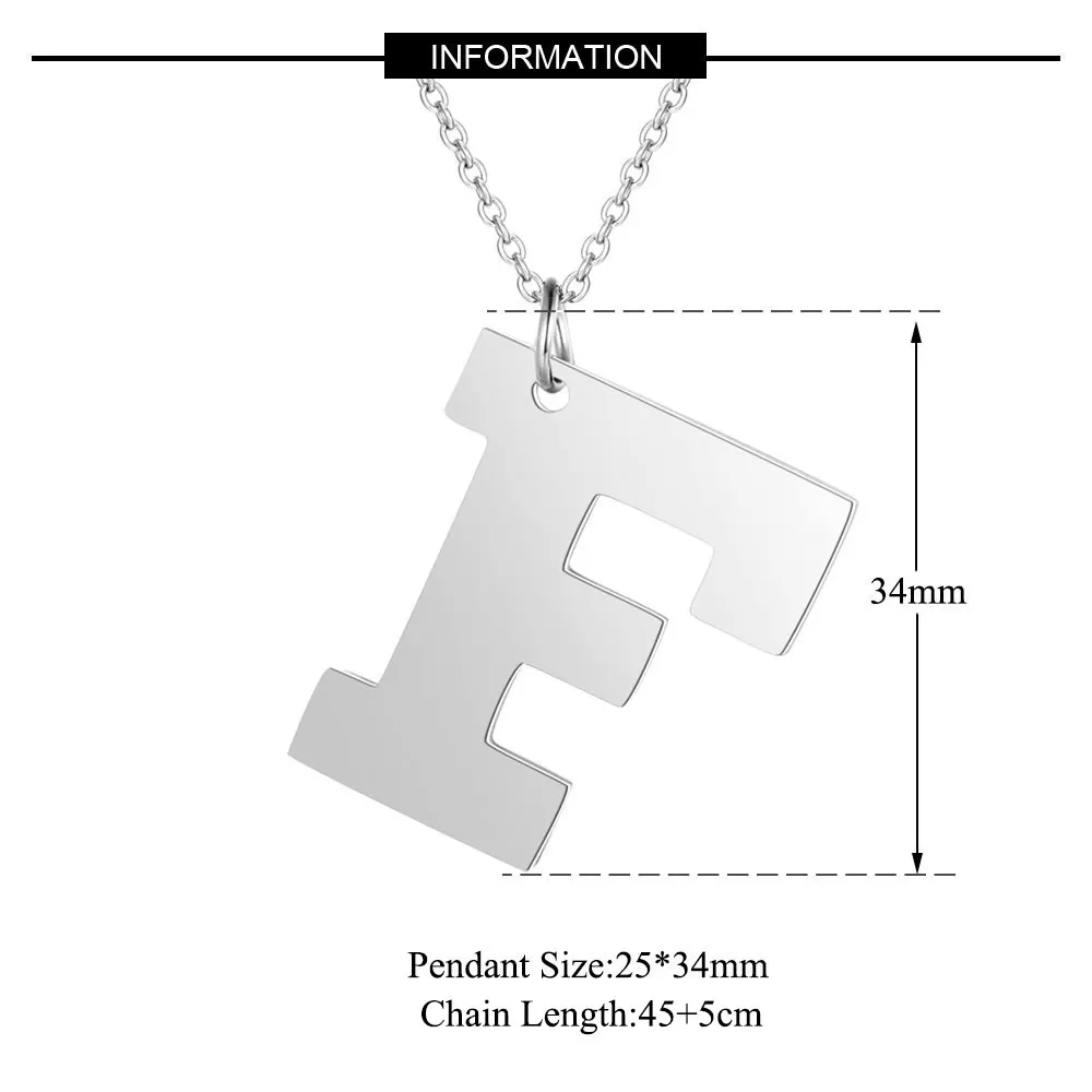 Ожерелье из нержавеющей стали с вырезами и алфавитом, DIY инициалы из A-Z, ожерелье с надписью, женское ювелирное изделие 40+ 5 см - Окраска металла: JN005-F