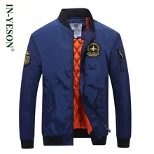 Fashion Thick Men’s Bomber Jacket & Coat Brand IN-YESON Plant Letter Embroidery Windproof Warm Militar Pilot Jacket Men Big Size