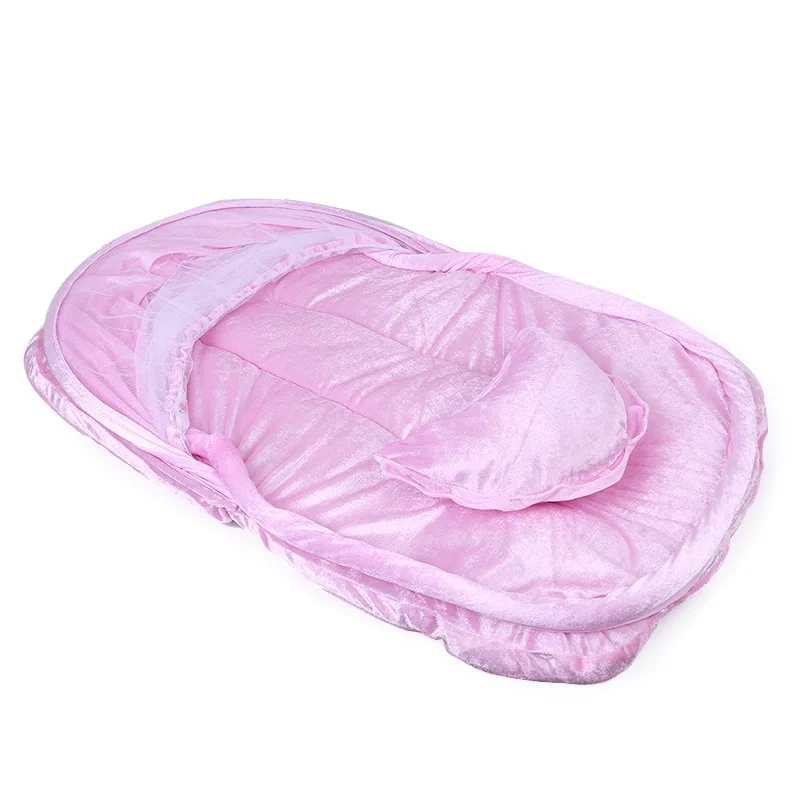 MOTOHOOD Foldable Baby Crib Mosquito Netting Portable Newborn Baby Bed Mosquito Net with Pillow Infant Kids Tent 855040cm  (3)