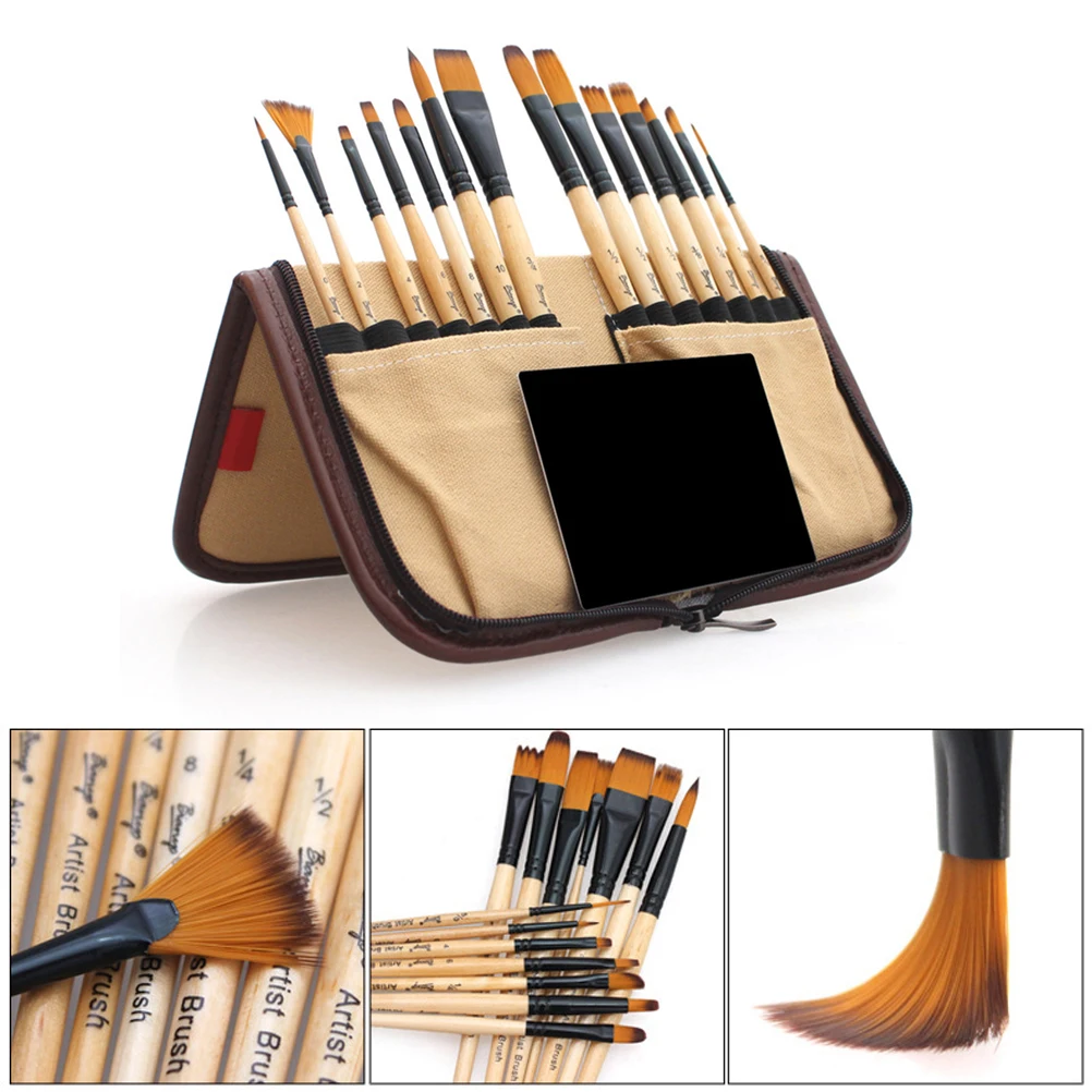 14PCS Paint Brushes Nylon Hair Brush Set For Calligraphy Drawing Watercolor Painting Art Accessories With Handy Carrying Case | Дом и сад