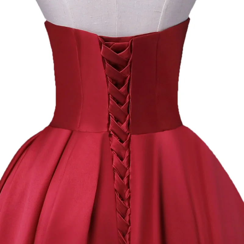 Sweetheart Neck High-low Satin Lace-up Back Prom Dress
